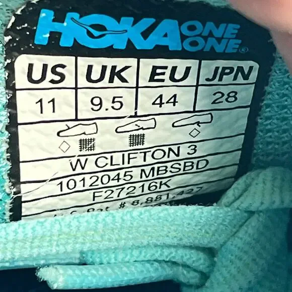 Hoka One One Clifton 3 Navy Blue Teal Shoes 1012045 MBSBD Womens Sz 11 Men's 9.5 - Picture 10 of 11